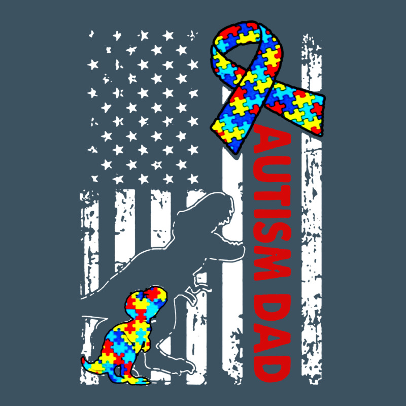 Mens Distressed Dinosaur Autism Dad Usa Flag Urban Heavy Tee by artisFamous | Teevron
