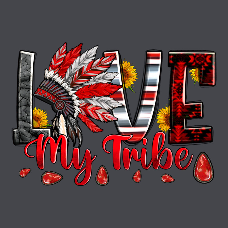 Red Black Grey White Love My Tribe Indian Headdres Long Sleeve Tee by Artiststas | Teevron