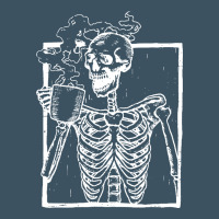 Distressed Skeleton Vintage Smiling Skull Drinking Coffee Urban Heavy Tee | Teevron