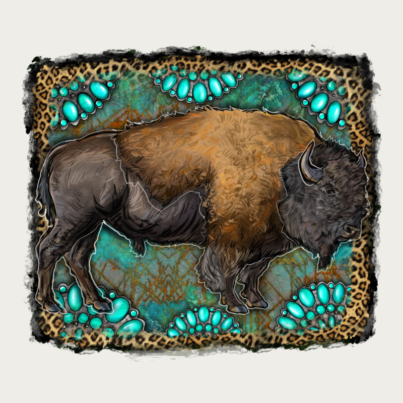 Bison With Gemstone Background Zipper Hoodie by RanaPortraitStore | Teevron
