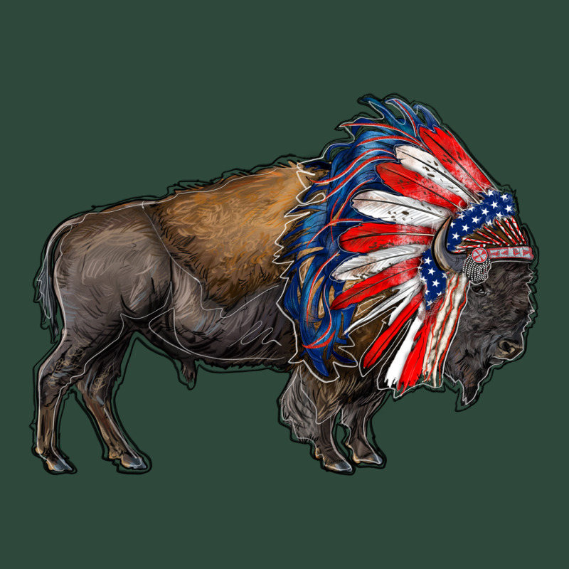 American Bison With Indian Headdress Zipper Hoodie by RanaPortraitStore | Teevron