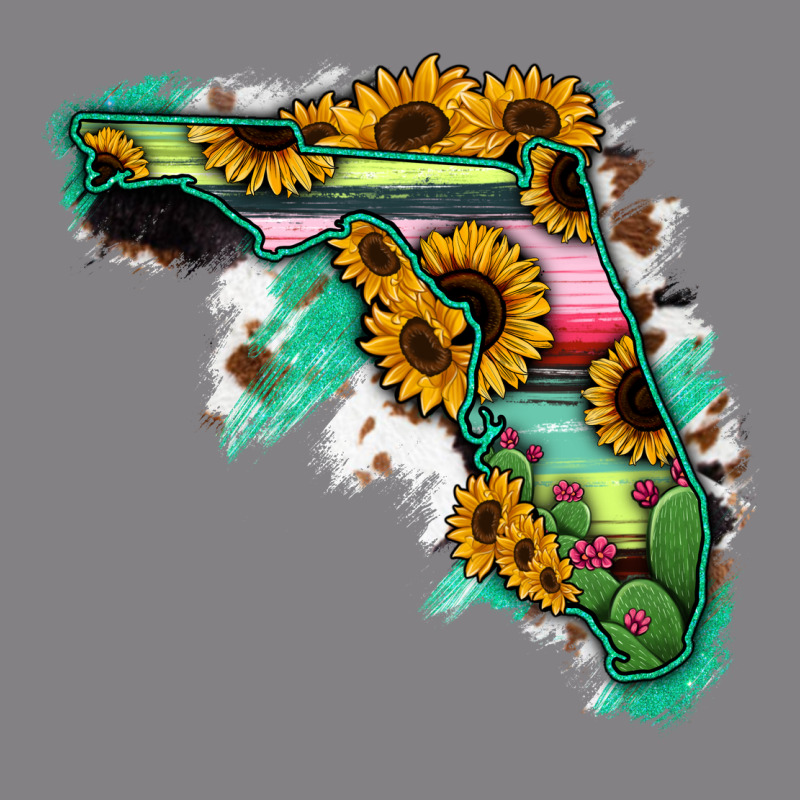Florida Map Sunflower Cactus Serape Heavyweight Hoodie by RanaPortraitStore | Teevron
