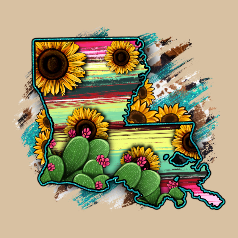 Louisiana Map Sunflower Cactus Serape Heavyweight Hoodie by RanaPortraitStore | Teevron
