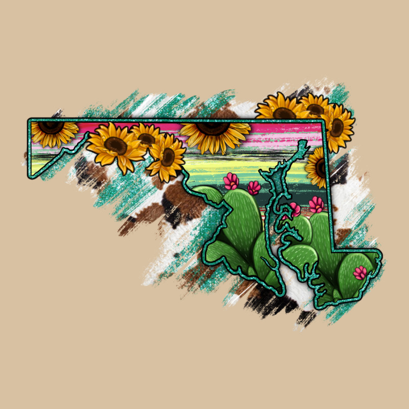 Maryland Map Sunflower Cactus Serape Heavyweight Hoodie by RanaPortraitStore | Teevron