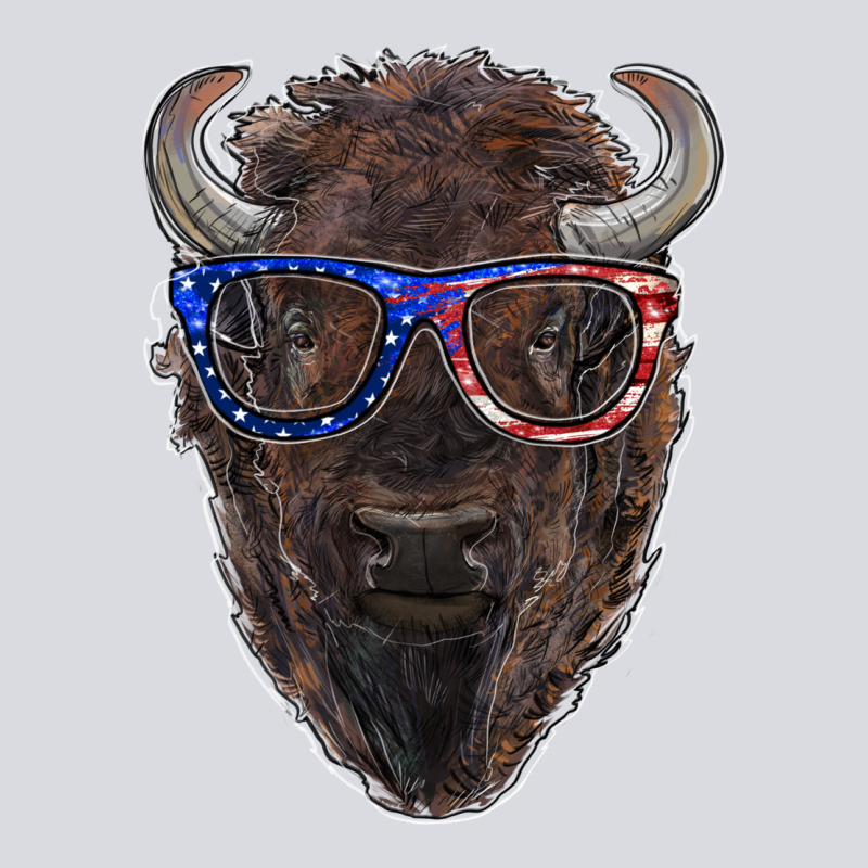 Bison With American Flag Glasses Zipper Hoodie by RanaPortraitStore | Teevron