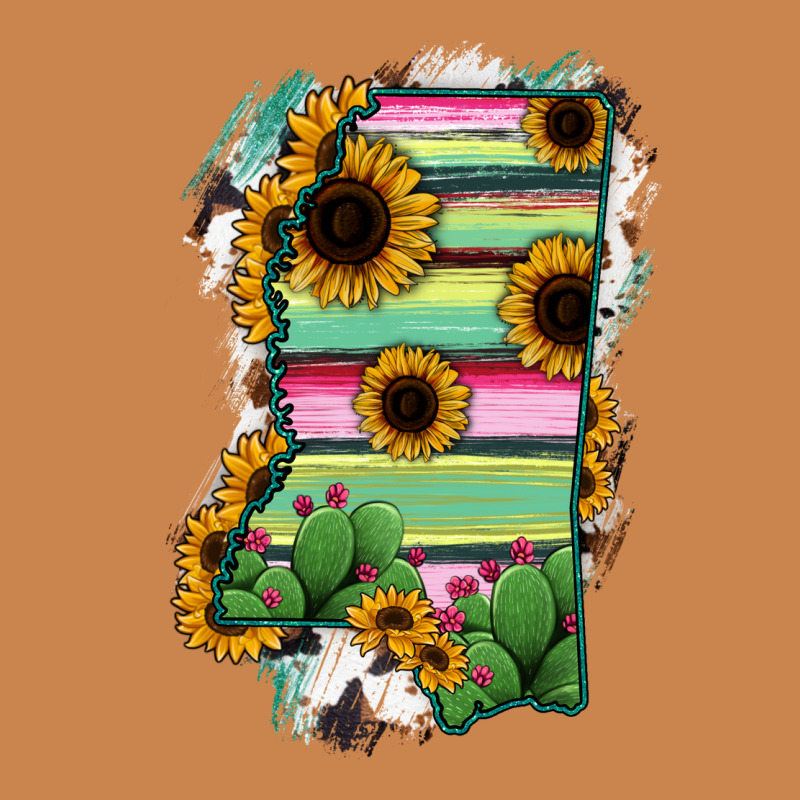 Mississippi Map Sunflower Cactus Serape Heavyweight Hoodie by RanaPortraitStore | Teevron