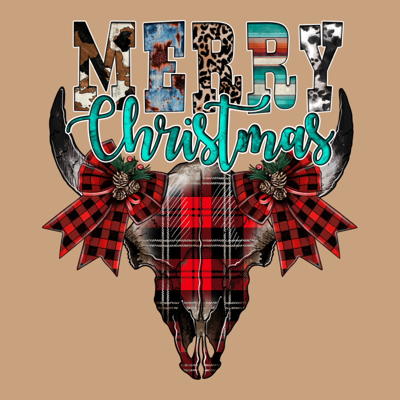 Merry Christmas Bull Skull Vintage Tee by CowhideDigitalArt | Teevron