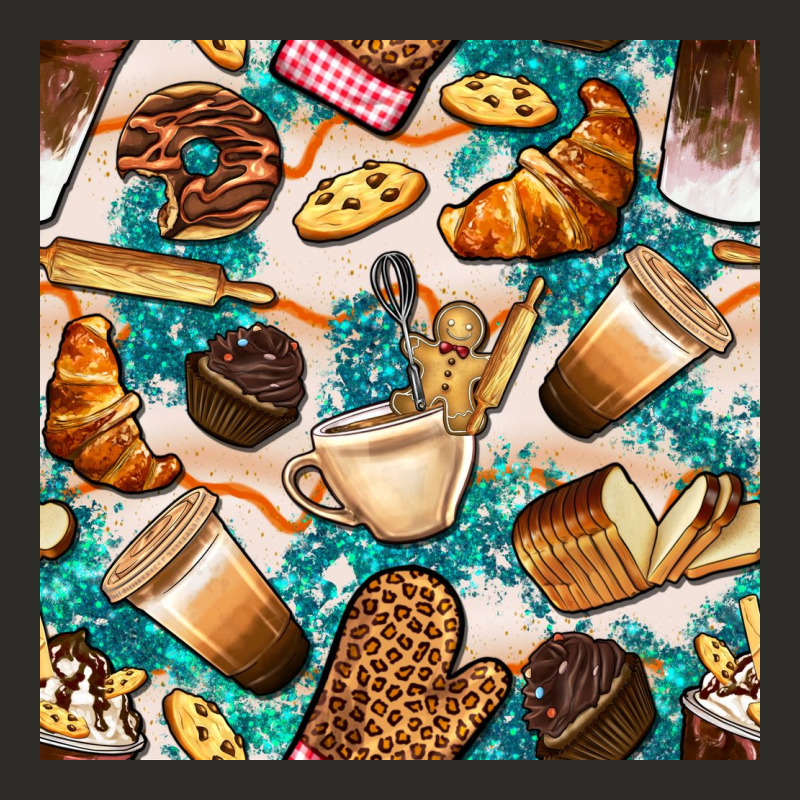 Bakery Coffee Cups Cookie And Donut With Turquoise Glitter Seamless Pa Heavy Core Tee by BundleAndBundleShop | Teevron