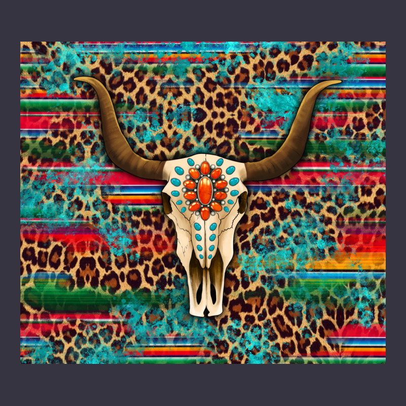 Western Serape Leopard Bull Skull Turquoise Vintage Hoodie by Artiststas | Teevron