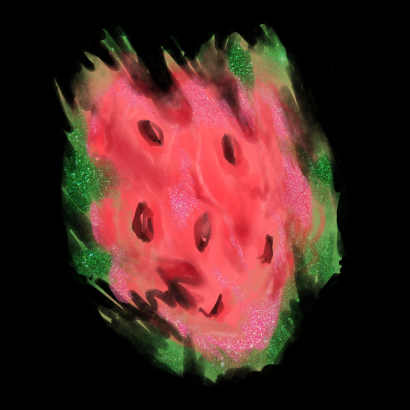 Watermelon Glitter Watercolor Brushstrokes Patch Premium Sweatshirt by RanaPortraitStore | Teevron