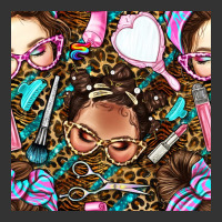 hairdresser messy bun hand mirror and scissors with leopard and tiger  | Teevron