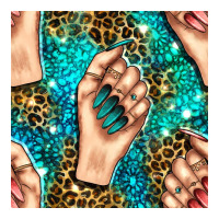 nail art with leopard and turquoise  gemstone seamless pattern bbs | Teevron