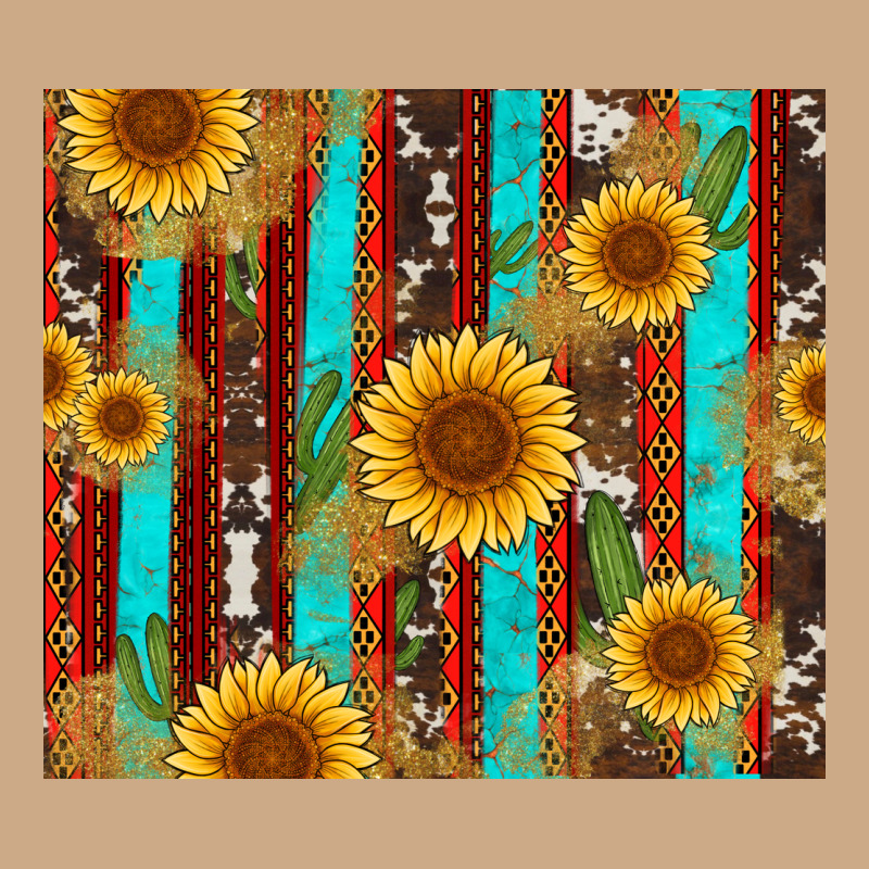Western Sunflower Cactus Serape And Cowhide Vintage Hoodie by Artiststas | Teevron