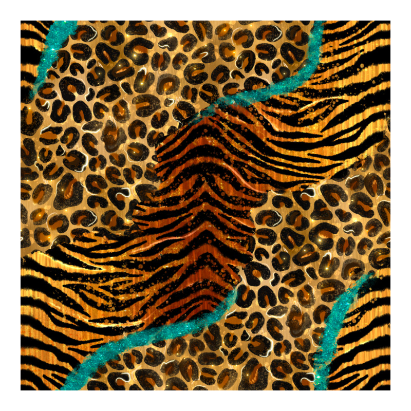 Safari Animals Turquoise Glitter Seamless Pattern Premium Tee by BundleAndBundleShop | Teevron