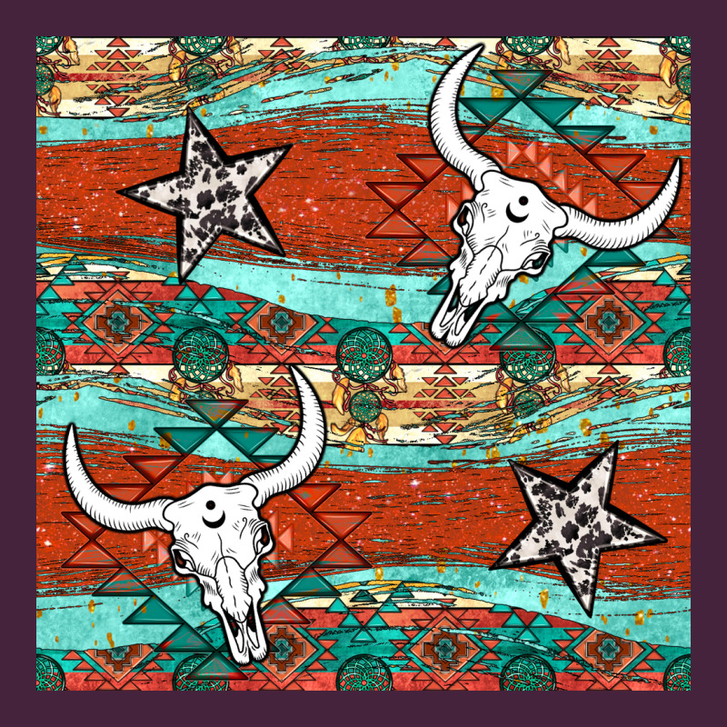 Western Aztec Bull Skull Stars Seamless Pattern Premium Tee by BundleAndBundleShop | Teevron
