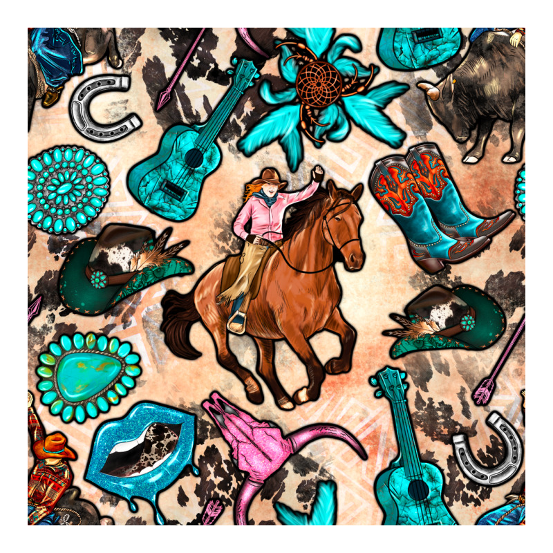 Western Cowgirl Seamless Pattern Premium Tee by BundleAndBundleShop | Teevron
