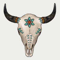 Turquoise Bull Skull Zipper Hoodie | Teevron