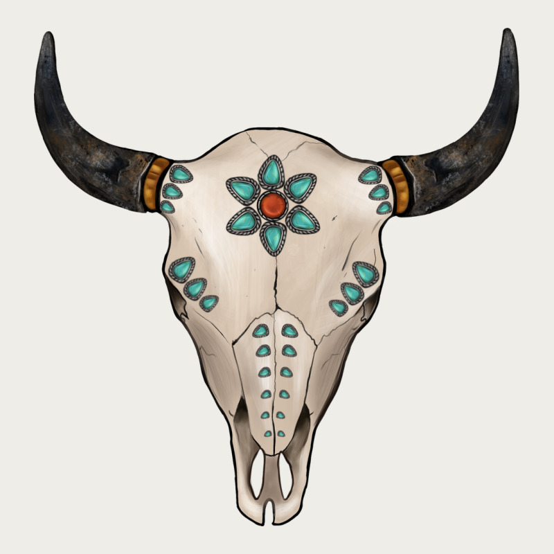 Turquoise Bull Skull Zipper Hoodie by Jasminsmagicworld | Teevron