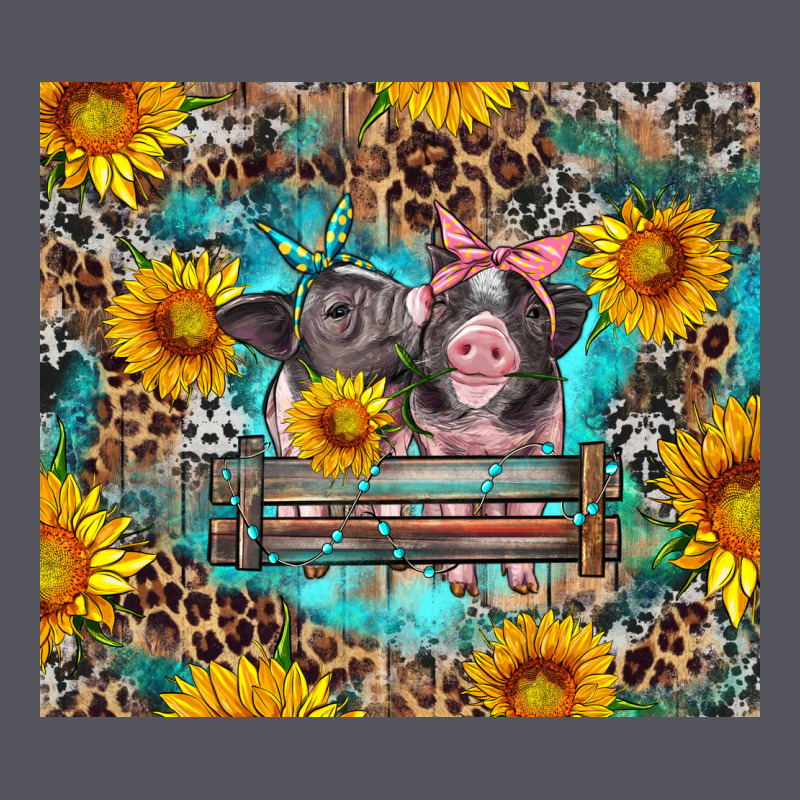 Baby Pigs With Leopard Cowhide And Sunflowers Vintage Hoodie by Artiststas | Teevron
