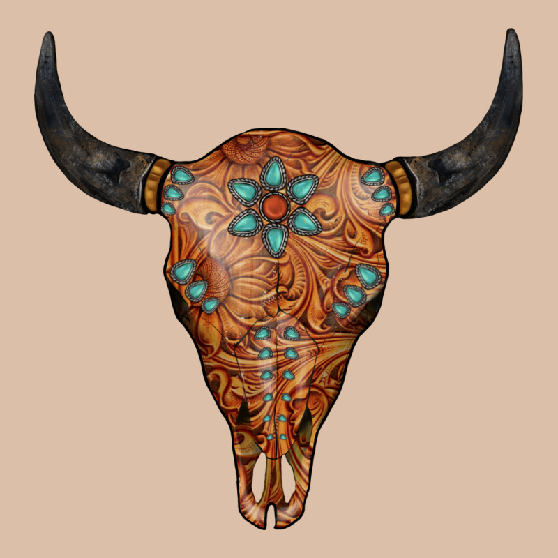Western Tooled Leather Bull Skull Urban Heavy Tee by Jasminsmagicworld | Teevron