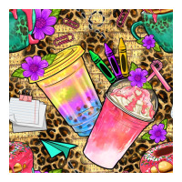 school girl coffee cup with leopard seamless pattern bbs | Teevron