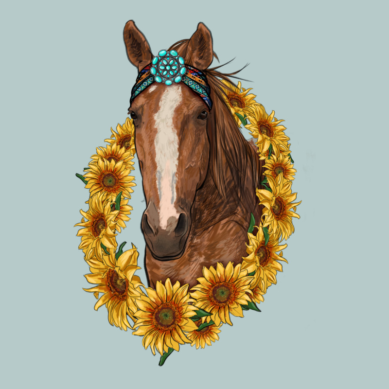 Brown Horse With Gemstone And Sunflowers Heavy Core Tee by RanaPortraitStore | Teevron