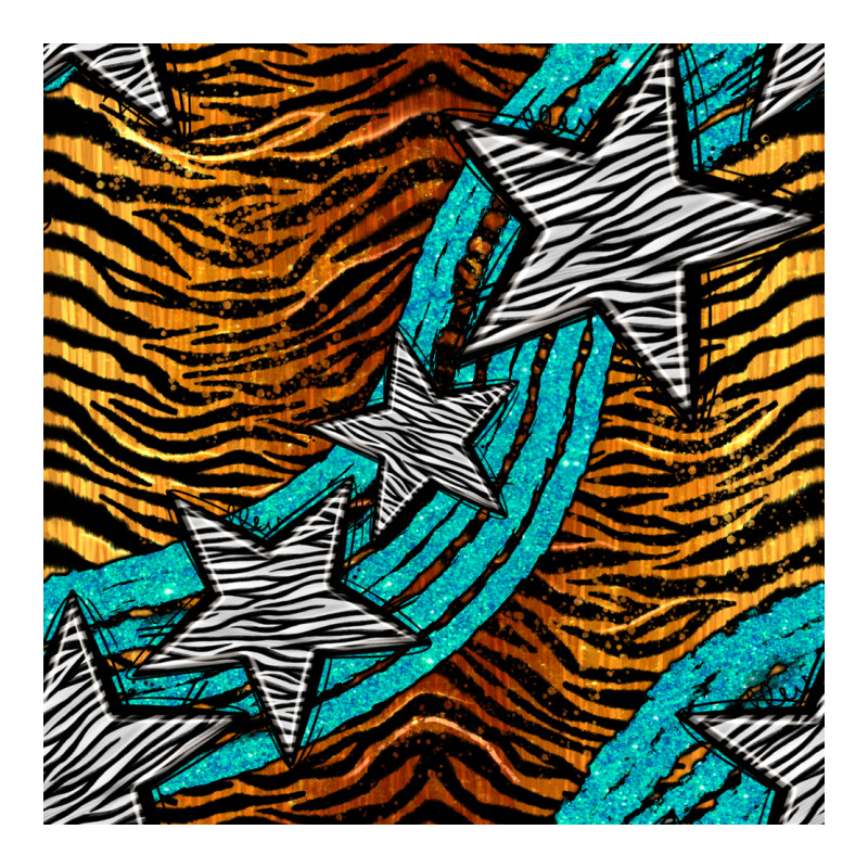 Tiger Turquoise Glitter And Stars Seamless Pattern Premium Tee by BundleAndBundleShop | Teevron