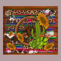 Cactus And Sunflowers With Old Wheel Serape Leopard Cowhide Background Vintage Hoodie | Teevron
