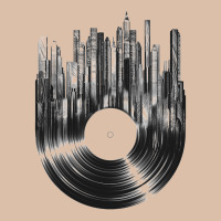Vinyl Record Cityscape Urban Heavy Tee | Teevron