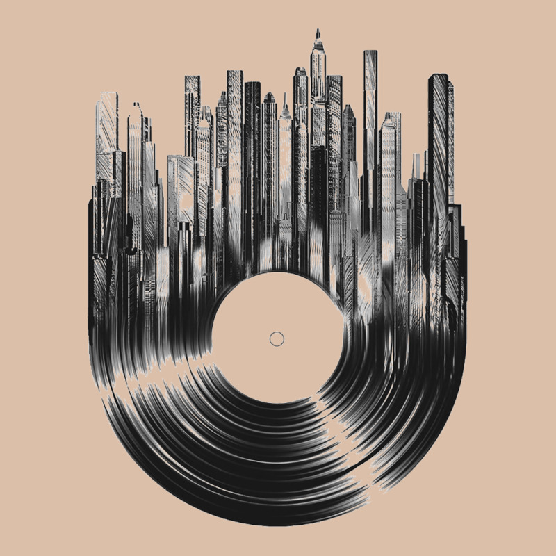 Vinyl Record Cityscape Urban Heavy Tee by linhVisuals | Teevron