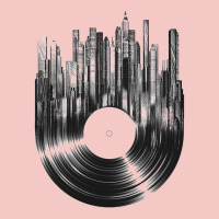Vinyl Record Cityscape Urban Heavy Tee | Teevron