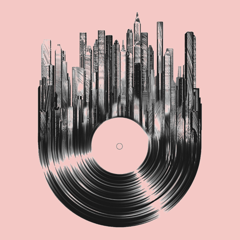 Vinyl Record Cityscape Urban Heavy Tee by linhVisuals | Teevron