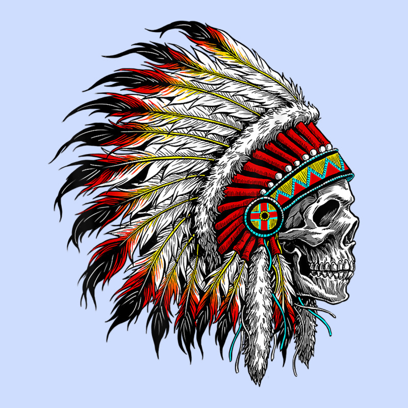 Native American Indian Chief Skull Motorcycle Headdress  T Shirt Urban Heavy Tee by linhVisuals | Teevron