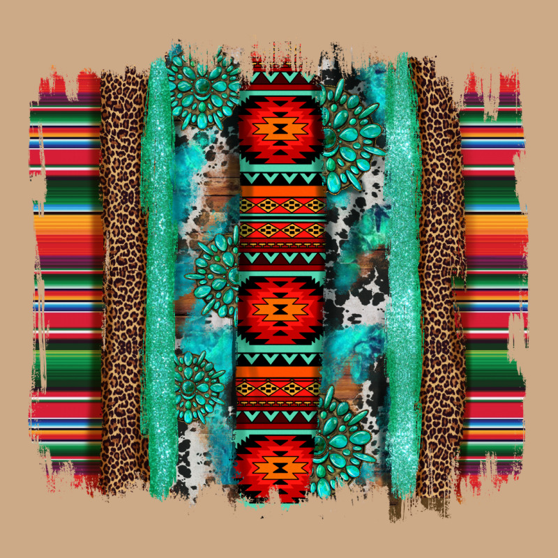 Serape Aztec Leopard And Turquoise Glitter With Gemstone Brushstroke Vintage Hoodie by Artiststas | Teevron
