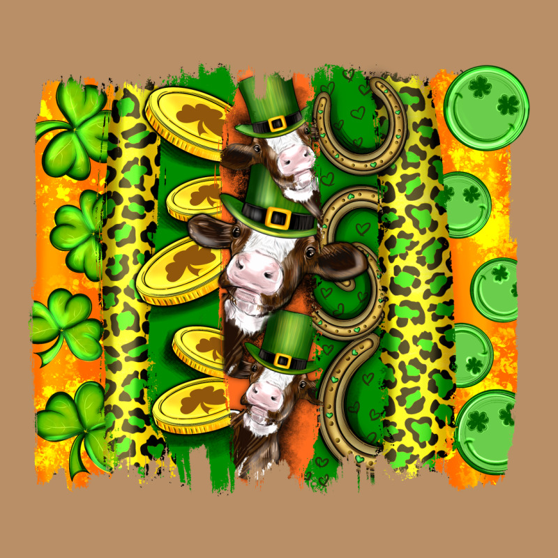 St Patricks Cow And Coin Wıth Clovers And Leopard Brushstrokes Vintage Hoodie by Artiststas | Teevron
