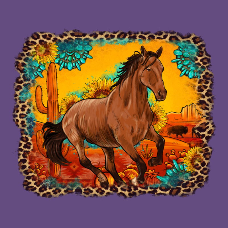 Horse With Sunflowers Turquoise Gemstone Western Sunset Leopard Backgr Vintage Hoodie by Artiststas | Teevron