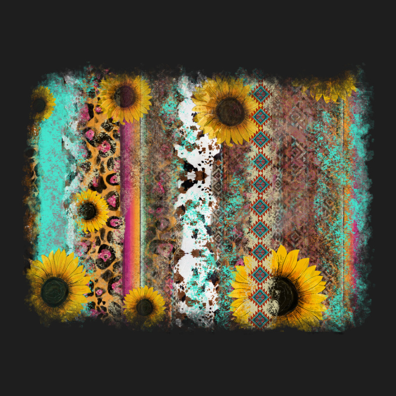 Aztec Leopard Turquoise Sunflower Background Heavyweight Hoodie by RanaPortraitStore | Teevron