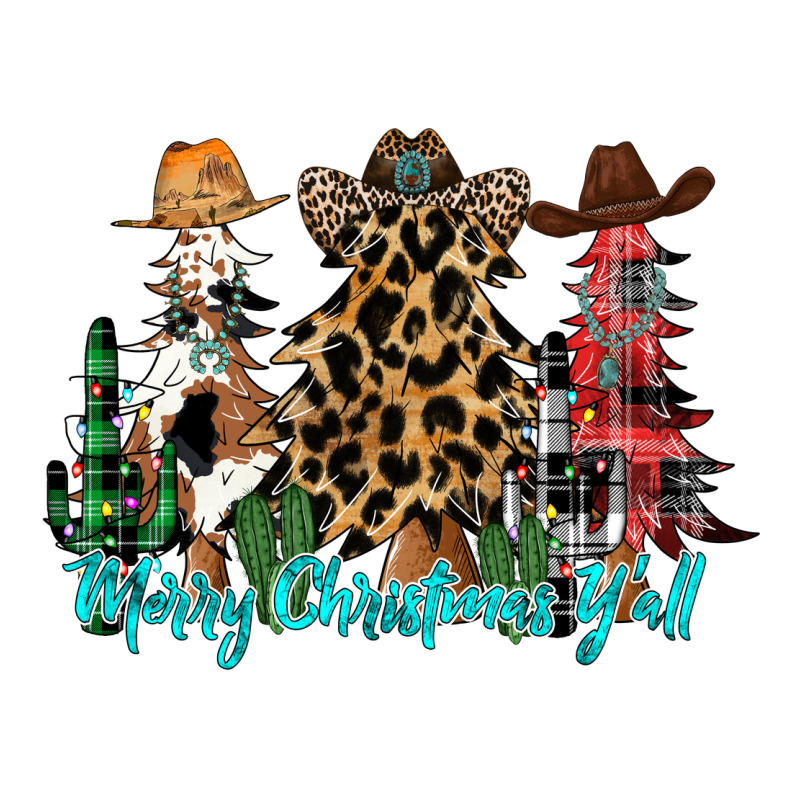 Merry Christmas Y'all Christmas Trees Ladies Tee by CowhideDigitalArt | Teevron