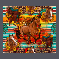 Galloping Horse Serape Sunflowers Turquoise And Saddles Vintage Hoodie | Teevron