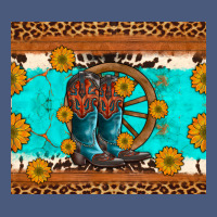 Cowboy Boots And Sunflowers Turquoise Leopard Background Vintage Hoodie | Teevron