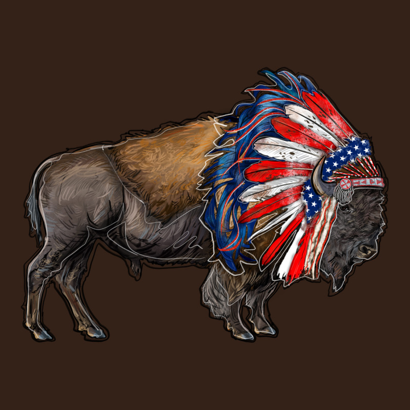 American Bison With Indian Headdress Heavy Core Tee by RanaPortraitStore | Teevron