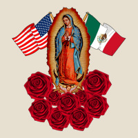 Our Lady Virgen De Guadalupe Mexican American Flag Holiday Urban Heavy Tee | Teevron