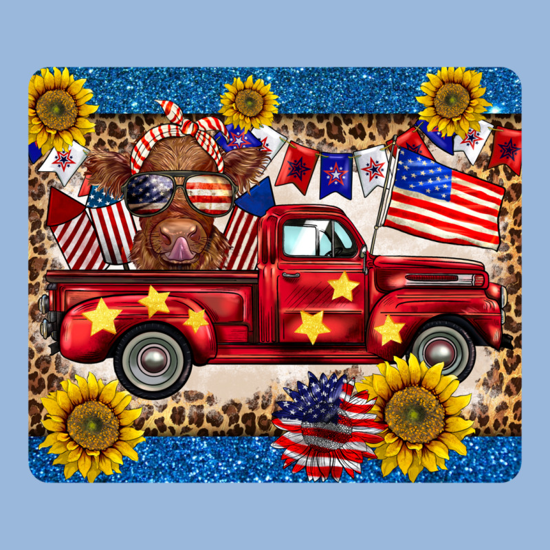 4th Of July Truck Cow Mousepad Premium Hoodie by BarkalooDesign | Teevron