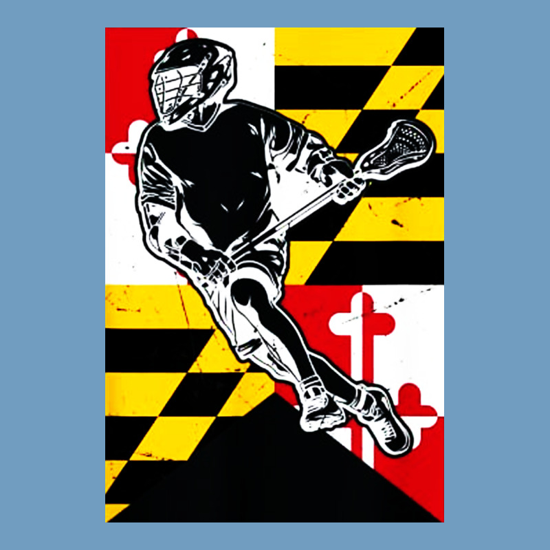 Lacrosse Player Maryland Flag Lax Lacrosse Stick Retro Urban Heavy Tee by linhVisuals | Teevron