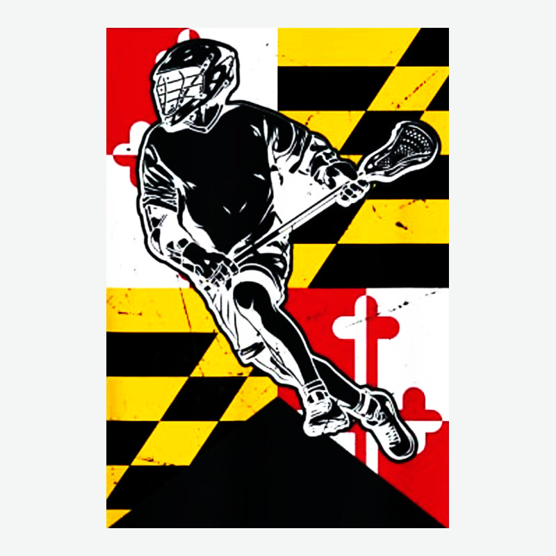 Lacrosse Player Maryland Flag Lax Lacrosse Stick Retro Urban Heavy Tee by linhVisuals | Teevron