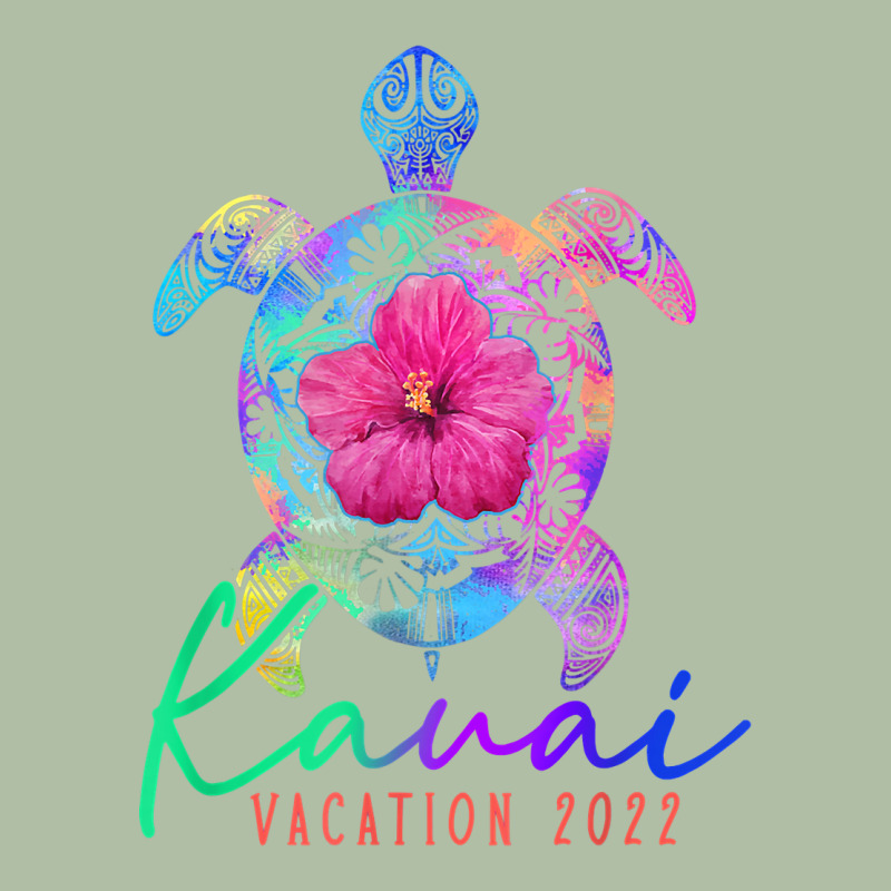 Kauai Hawaii Vacation 2022 Sea Turtle Flower Tropical T Shirt Urban Heavy Tee by linhVisuals | Teevron