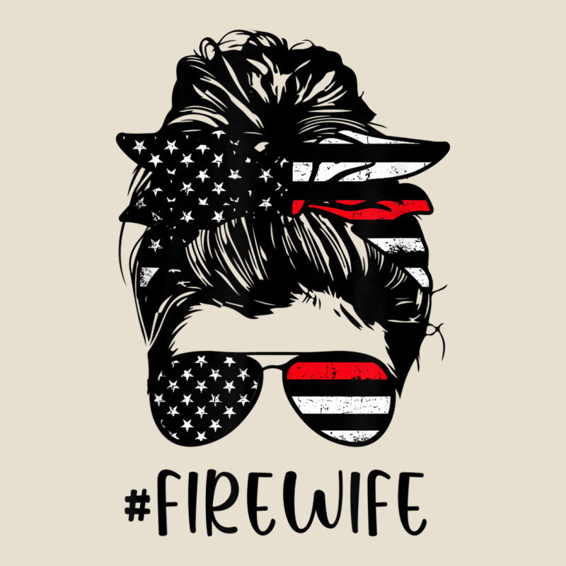 Fire Wife Messy Bun Firefighter Wife Thin Red Line Husband Urban Heavy Tee by linhVisuals | Teevron