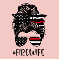 Fire Wife Messy Bun Firefighter Wife Thin Red Line Husband Urban Heavy Tee | Teevron