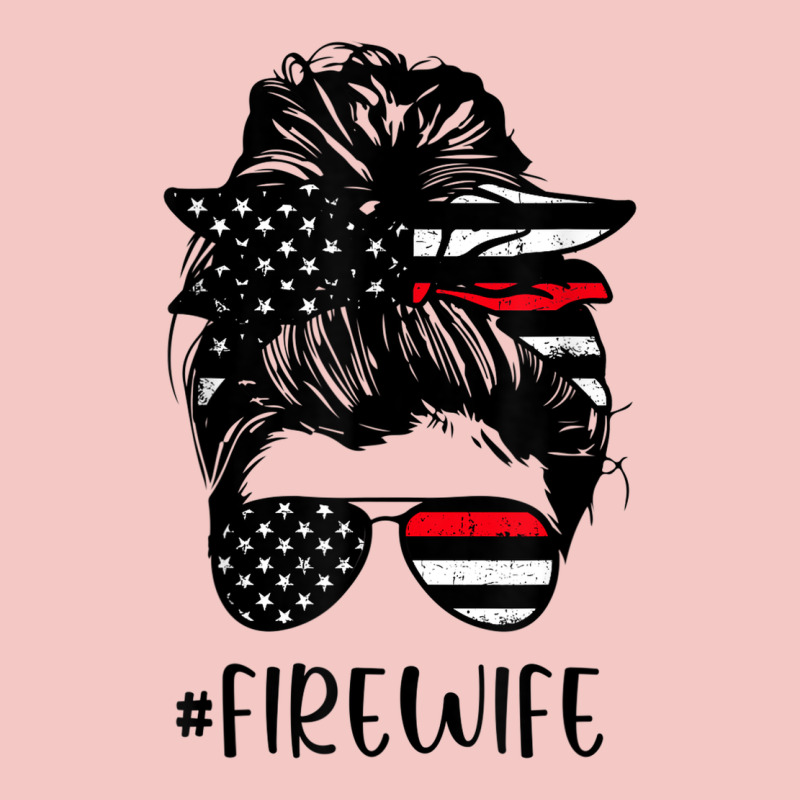 Fire Wife Messy Bun Firefighter Wife Thin Red Line Husband Urban Heavy Tee by linhVisuals | Teevron