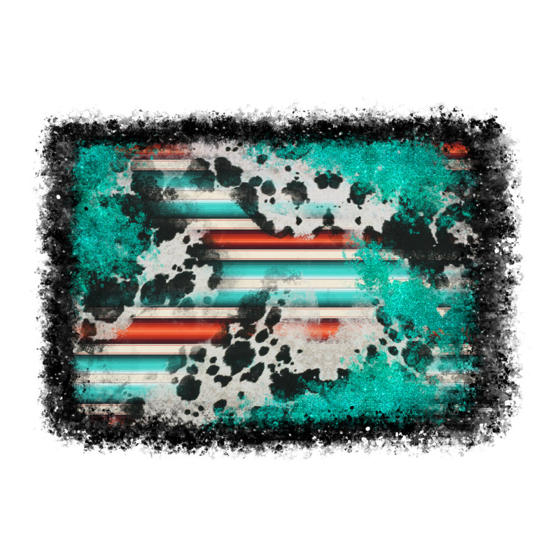 Western Serape Cowhide Turquoise Glitter Premium Tee by FaDigitalArtStudio | Teevron